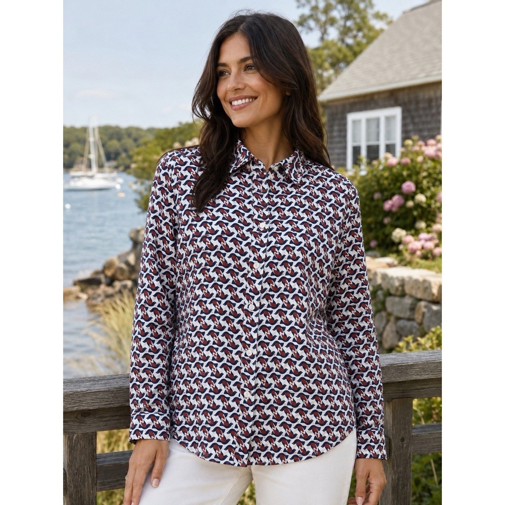 BODEN The Classic Shirt 12R Bird Print-COTTON-Long Sleeve-Casual-Vacation-Luxury
